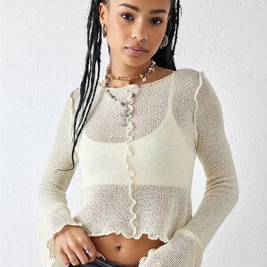 Urban Outfitters Cream Ruffle Knit Top
